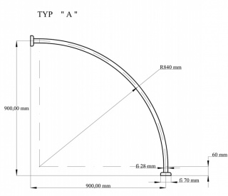 Drążek Łukowy 90x90 Typ A Srebrny